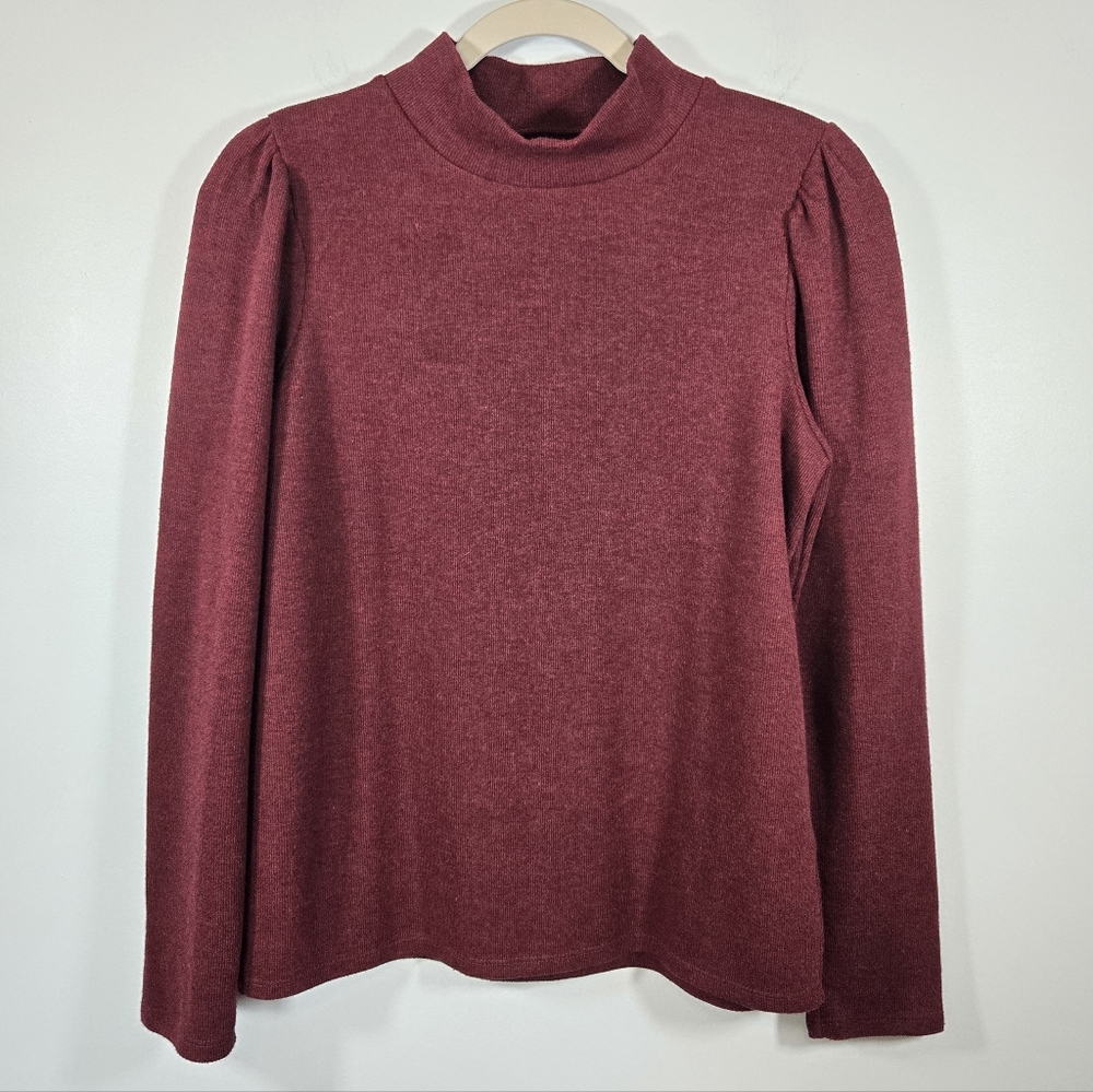Madewell Burgundy Mock Neck Sweater Women's Medium Cozy Knit Top